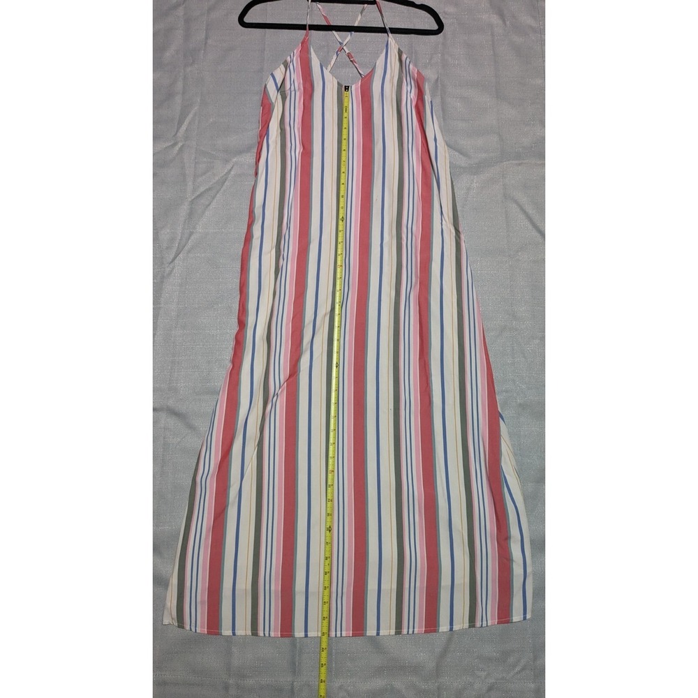 Old Navy Women's Multi Stripe V-Neck Maxi Shift Dress Cross Back Strap Medium - Picture 5 of 12